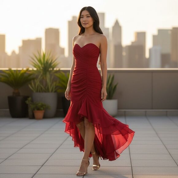 river-island-mini Dresses & Skirts - Vintage Red Rimini Elegant Red Strapless Dress